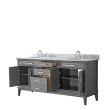 Load image into Gallery viewer, Wyndham Margate 72 Inch Double Bathroom Vanity in Dark Gray, White Carrara Marble Countertop, Undermount Oval Sinks, and No Mirror- Wyndham