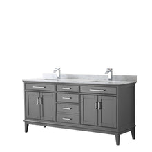 Load image into Gallery viewer, Wyndham Margate 72 Inch Double Bathroom Vanity in Dark Gray, White Carrara Marble Countertop, Undermount Square Sinks, and No Mirror- Wyndham