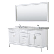 Load image into Gallery viewer, Wyndham Margate 72 Inch Double Bathroom Vanity in White, White Carrara Marble Countertop, Undermount Oval Sinks, and 70 Inch Mirror- Wyndham