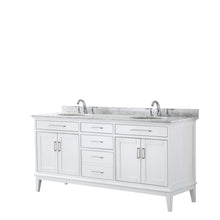 Load image into Gallery viewer, Wyndham Margate 72 Inch Double Bathroom Vanity in White, White Carrara Marble Countertop, Undermount Oval Sinks, and No Mirror- Wyndham