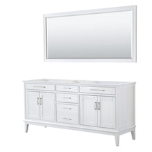 Load image into Gallery viewer, Wyndham Margate 72 Inch Double Bathroom Vanity in White, No Countertop, No Sink, and 70 Inch Mirror- Wyndham