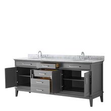 Load image into Gallery viewer, Wyndham Margate 80 Inch Double Bathroom Vanity in Dark Gray, White Carrara Marble Countertop, Undermount Oval Sinks, and No Mirror- Wyndham