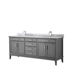 Load image into Gallery viewer, Wyndham Margate 80 Inch Double Bathroom Vanity in Dark Gray, White Carrara Marble Countertop, Undermount Square Sinks, and No Mirror- Wyndham