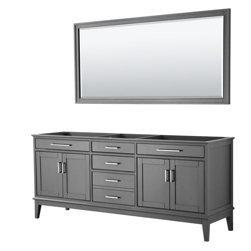 Wyndham Margate 80 Inch Double Bathroom Vanity in Dark Gray, No Countertop, No Sink, and 70 Inch Mirror- Wyndham