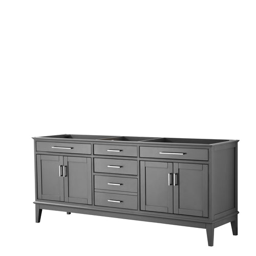 Wyndham Margate 80 Inch Double Bathroom Vanity in Dark Gray, No Countertop, No Sink, and No Mirror- Wyndham