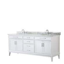 Load image into Gallery viewer, Wyndham Margate 80 Inch Double Bathroom Vanity in White, White Carrara Marble Countertop, Undermount Oval Sinks, and No Mirror- Wyndham