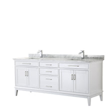 Load image into Gallery viewer, Wyndham Margate 80 Inch Double Bathroom Vanity in White, White Carrara Marble Countertop, Undermount Square Sinks, and No Mirror- Wyndham