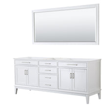Load image into Gallery viewer, Wyndham Margate 80 Inch Double Bathroom Vanity in White, No Countertop, No Sink, and 70 Inch Mirror- Wyndham