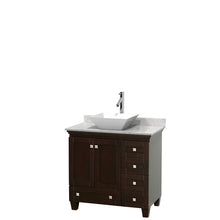 Load image into Gallery viewer, Wyndham Acclaim 36 Inch Single Bathroom Vanity in Espresso, White Carrara Marble Countertop, Pyra White Porcelain Sink, and No Mirror- Wyndham