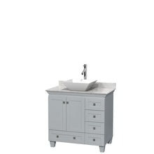 Load image into Gallery viewer, Wyndham Acclaim 36 Inch Single Bathroom Vanity in Oyster Gray, White Carrara Marble Countertop, Pyra White Porcelain Sink, and No Mirror- Wyndham