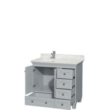 Load image into Gallery viewer, Wyndham Acclaim 36 Inch Single Bathroom Vanity in Oyster Gray, White Carrara Marble Countertop, Undermount Square Sink, and No Mirror- Wyndham