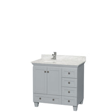 Load image into Gallery viewer, Wyndham Acclaim 36 Inch Single Bathroom Vanity in Oyster Gray, White Carrara Marble Countertop, Undermount Square Sink, and No Mirror- Wyndham