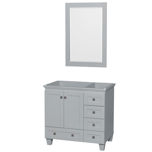 Wyndham Acclaim 36 Inch Single Bathroom Vanity in Oyster Gray, No Countertop, No Sink, and 24 Inch Mirror- Wyndham