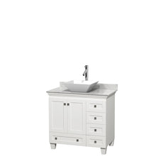 Load image into Gallery viewer, Wyndham Acclaim 36 Inch Single Bathroom Vanity in White, White Carrara Marble Countertop, Pyra White Porcelain Sink, and No Mirror- Wyndham