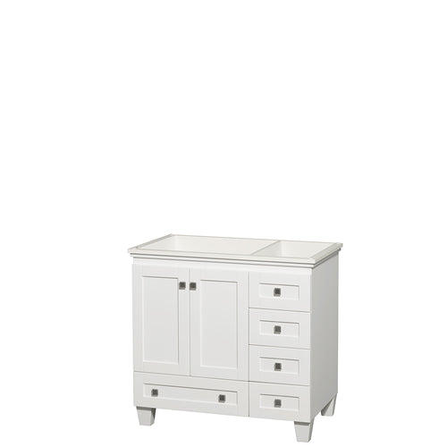 Wyndham Acclaim 36 Inch Single Bathroom Vanity in White, No Countertop, No Sink, and No Mirror- Wyndham