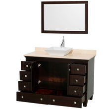 Load image into Gallery viewer, Wyndham Acclaim 48 Inch Single Bathroom Vanity in Espresso, Ivory Marble Countertop, Pyra White Sink, and 24 Inch Mirror- Wyndham