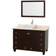 Load image into Gallery viewer, Wyndham Acclaim 48 Inch Single Bathroom Vanity in Espresso, Ivory Marble Countertop, Pyra White Sink, and 24 Inch Mirror- Wyndham
