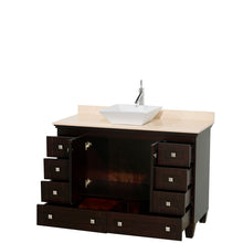 Load image into Gallery viewer, Wyndham Acclaim 48 Inch Single Bathroom Vanity in Espresso, Ivory Marble Countertop, Pyra White Sink, and No Mirror- Wyndham