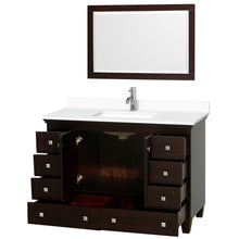 Load image into Gallery viewer, Wyndham Acclaim 48 Inch Single Bathroom Vanity in Espresso, White Cultured Marble Countertop, Undermount Square Sink, 24 Inch Mirror- Wyndham
