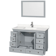 Load image into Gallery viewer, Wyndham Acclaim 48 Inch Single Bathroom Vanity in Oyster Gray, Light-Vein Carrara Cultured Marble Countertop, Undermount Square Sink, 24 Inch Mirror- Wyndham