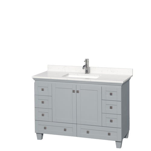 Wyndham Acclaim 48 Inch Single Bathroom Vanity in Oyster Gray, Light-Vein Carrara Cultured Marble Countertop, Undermount Square Sink, No Mirror- Wyndham