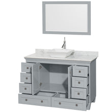 Load image into Gallery viewer, Wyndham Acclaim 48 Inch Single Bathroom Vanity in Oyster Gray, White Carrara Marble Countertop, Pyra White Porcelain Sink, and 24 Inch Mirror- Wyndham