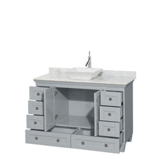 Load image into Gallery viewer, Wyndham Acclaim 48 Inch Single Bathroom Vanity in Oyster Gray, White Carrara Marble Countertop, Pyra White Porcelain Sink, and No Mirror- Wyndham