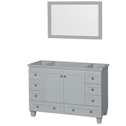 Wyndham Acclaim 48 Inch Single Bathroom Vanity in Oyster Gray, No Countertop, No Sink, and 24 Inch Mirror- Wyndham