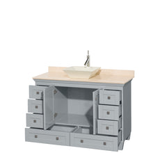 Load image into Gallery viewer, Wyndham Acclaim 48 Inch Single Bathroom Vanity in Oyster Gray, Ivory Marble Countertop, Pyra Bone Porcelain Sink, and No Mirror- Wyndham