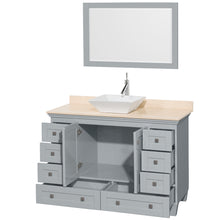Load image into Gallery viewer, Wyndham Acclaim 48 Inch Single Bathroom Vanity in Oyster Gray, Ivory Marble Countertop, Pyra White Porcelain Sink, and 24 Inch Mirror- Wyndham