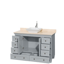 Load image into Gallery viewer, Wyndham Acclaim 48 Inch Single Bathroom Vanity in Oyster Gray, Ivory Marble Countertop, Pyra White Porcelain Sink, and No Mirror- Wyndham
