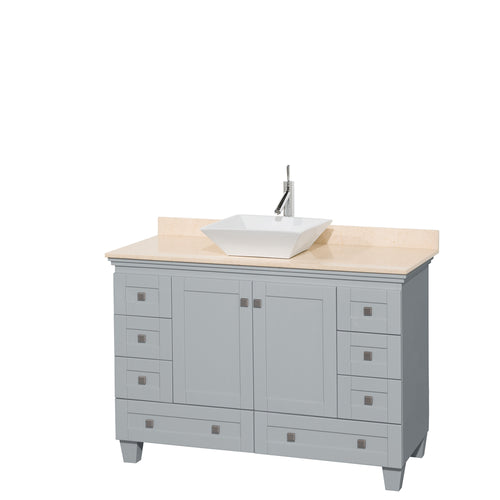 Wyndham Acclaim 48 Inch Single Bathroom Vanity in Oyster Gray, Ivory Marble Countertop, Pyra White Porcelain Sink, and No Mirror- Wyndham