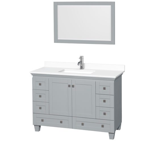 Wyndham Acclaim 48 Inch Single Bathroom Vanity in Oyster Gray, White Cultured Marble Countertop, Undermount Square Sink, 24 Inch Mirror- Wyndham