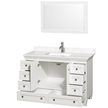 Load image into Gallery viewer, Wyndham Acclaim 48 Inch Single Bathroom Vanity in White, Light-Vein Carrara Cultured Marble Countertop, Undermount Square Sink, 24 Inch Mirror- Wyndham