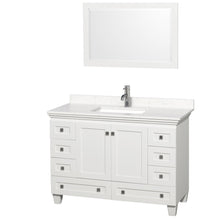 Load image into Gallery viewer, Wyndham Acclaim 48 Inch Single Bathroom Vanity in White, Light-Vein Carrara Cultured Marble Countertop, Undermount Square Sink, 24 Inch Mirror- Wyndham