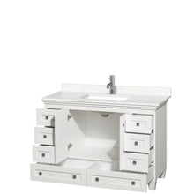 Load image into Gallery viewer, Wyndham Acclaim 48 Inch Single Bathroom Vanity in White, Light-Vein Carrara Cultured Marble Countertop, Undermount Square Sink, No Mirror- Wyndham