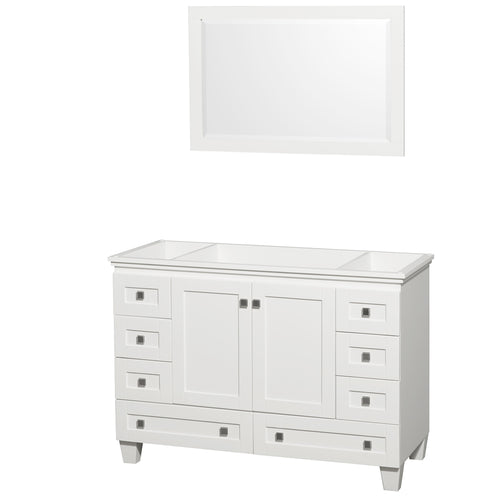 Wyndham Acclaim 48 Inch Single Bathroom Vanity in White, No Countertop, No Sink, and 24 Inch Mirror- Wyndham