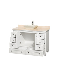 Load image into Gallery viewer, Wyndham Acclaim 48 Inch Single Bathroom Vanity in White, Ivory Marble Countertop, Pyra Bone Sink, and No Mirror- Wyndham