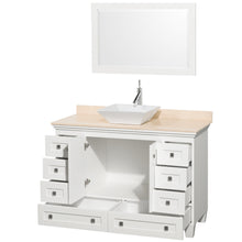 Load image into Gallery viewer, Wyndham Acclaim 48 Inch Single Bathroom Vanity in White, Ivory Marble Countertop, Pyra White Sink, and 24 Inch Mirror- Wyndham