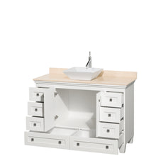 Load image into Gallery viewer, Wyndham Acclaim 48 Inch Single Bathroom Vanity in White, Ivory Marble Countertop, Pyra White Sink, and No Mirror- Wyndham