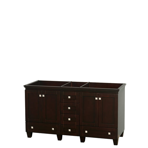 Wyndham Acclaim 60 Inch Double Bathroom Vanity in Espresso, No Countertop, No Sinks, and No Mirrors- Wyndham