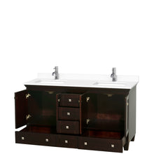 Load image into Gallery viewer, Wyndham Acclaim 60 Inch Double Bathroom Vanity in Espresso, White Cultured Marble Countertop, Undermount Square Sinks, No Mirrors- Wyndham