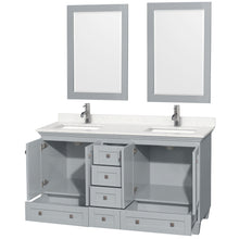 Load image into Gallery viewer, Wyndham Acclaim 60 Inch Double Bathroom Vanity in Oyster Gray, Light-Vein Carrara Cultured Marble Countertop, Undermount Square Sinks, 24 Inch Mirrors- Wyndham