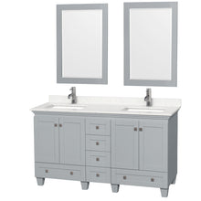 Load image into Gallery viewer, Wyndham Acclaim 60 Inch Double Bathroom Vanity in Oyster Gray, Light-Vein Carrara Cultured Marble Countertop, Undermount Square Sinks, 24 Inch Mirrors- Wyndham