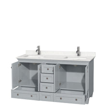 Load image into Gallery viewer, Wyndham Acclaim 60 Inch Double Bathroom Vanity in Oyster Gray, Light-Vein Carrara Cultured Marble Countertop, Undermount Square Sinks, No Mirrors- Wyndham