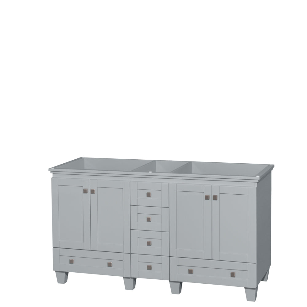Wyndham Acclaim 60 Inch Double Bathroom Vanity in Oyster Gray, No Countertop, No Sinks, and No Mirrors- Wyndham