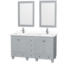 Load image into Gallery viewer, Wyndham Acclaim 60 Inch Double Bathroom Vanity in Oyster Gray, White Cultured Marble Countertop, Undermount Square Sinks, 24 Inch Mirrors- Wyndham