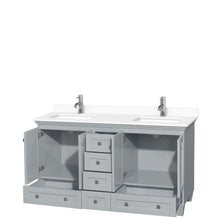 Load image into Gallery viewer, Wyndham Acclaim 60 Inch Double Bathroom Vanity in Oyster Gray, White Cultured Marble Countertop, Undermount Square Sinks, No Mirrors- Wyndham