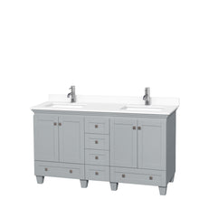 Load image into Gallery viewer, Wyndham Acclaim 60 Inch Double Bathroom Vanity in Oyster Gray, White Cultured Marble Countertop, Undermount Square Sinks, No Mirrors- Wyndham