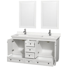 Load image into Gallery viewer, Wyndham Acclaim 60 Inch Double Bathroom Vanity in White, Light-Vein Carrara Cultured Marble Countertop, Undermount Square Sinks, 24 Inch Mirrors- Wyndham
